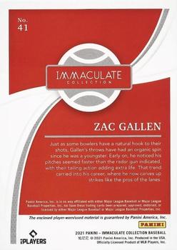 2021 Panini Immaculate Collection #41 Zac Gallen Back