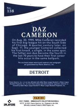 2021 Panini Immaculate Collection #138 Daz Cameron Back