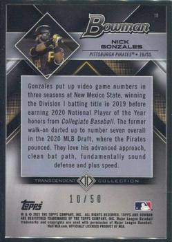 2021 Bowman Transcendent Collection #10 Nick Gonzales Back