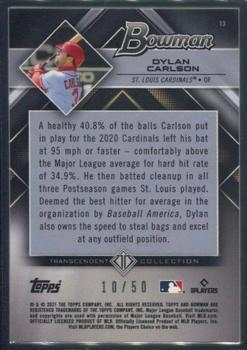 2021 Bowman Transcendent Collection #13 Dylan Carlson Back