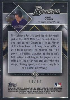 2021 Bowman Transcendent Collection #16 Zac Veen Back