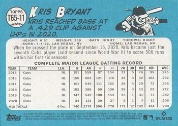 2021 Topps - 1965 Topps Redux #T65-11 Kris Bryant Back