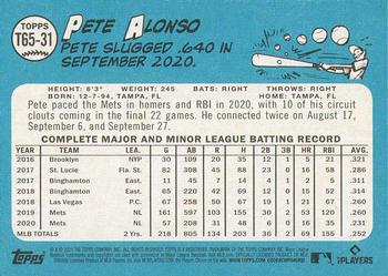2021 Topps - 1965 Topps Redux #T65-31 Pete Alonso Back