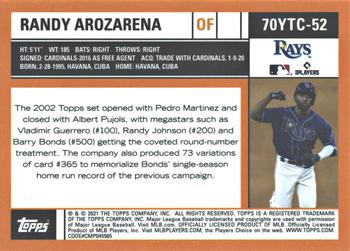 2021 Topps - 70 Years of Topps Baseball Chrome (Series 2) #70YTC-52 Randy Arozarena Back