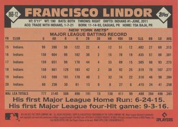 2021 Topps - 1986 Topps Baseball 35th Anniversary (Series Two) #86B-12 Francisco Lindor Back