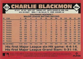 2021 Topps - 1986 Topps Baseball 35th Anniversary (Series Two) #86B-26 Charlie Blackmon Back