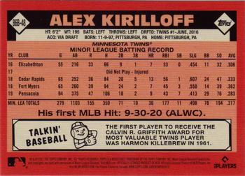 2021 Topps - 1986 Topps Baseball 35th Anniversary (Series Two) #86B-48 Alex Kirilloff Back