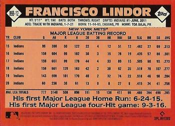 2021 Topps - 1986 Topps Baseball 35th Anniversary Blue (Series Two) #86B-12 Francisco Lindor Back
