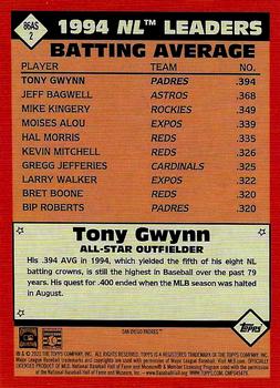 2021 Topps - 1986 Topps Baseball 35th Anniversary All-Stars Blue #86AS-2 Tony Gwynn Back