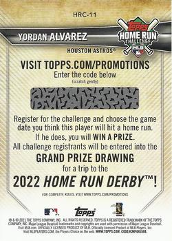 2021 Topps - Home Run Challenge (Series Two) #HRC-11 Yordan Alvarez Back