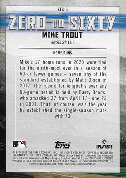 2021 Topps - Zero to Sixty #ZTS-5 Mike Trout Back