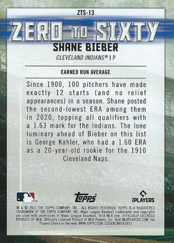 2021 Topps - Zero to Sixty #ZTS-13 Shane Bieber Back
