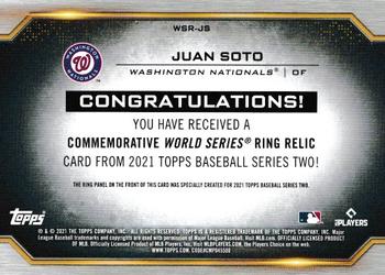 2021 Topps - World Series Rings Commemorative Manufactured Relics #WSR-JS Juan Soto Back