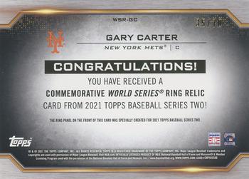 2021 Topps - World Series Rings Commemorative Manufactured Relics Platinum Anniversary #WSR-GC Gary Carter Back