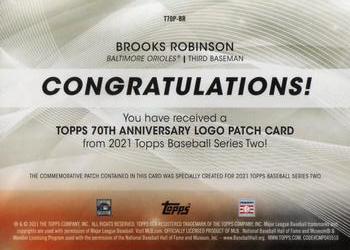 2021 Topps - 70th Anniversary Logo Patch (Series 2) #T70P-BR Brooks Robinson Back