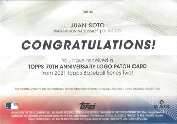 2021 Topps - 70th Anniversary Logo Patch (Series 2) #T70P-JS Juan Soto Back