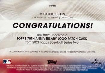 2021 Topps - 70th Anniversary Logo Patch (Series 2) #T70P-MB Mookie Betts Back