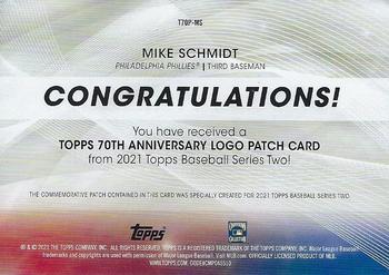 2021 Topps - 70th Anniversary Logo Patch (Series 2) #T70P-MS Mike Schmidt Back