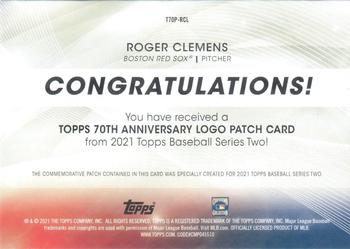 2021 Topps - 70th Anniversary Logo Patch (Series 2) #T70P-RCL Roger Clemens Back
