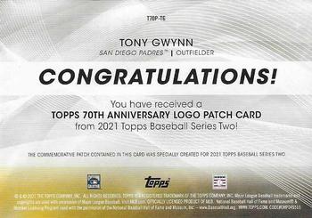 2021 Topps - 70th Anniversary Logo Patch (Series 2) #T70P-TG Tony Gwynn Back