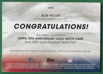 2021 Topps - 70th Anniversary Logo Patch Black (Series 2) #T70P-BF Bob Feller Back