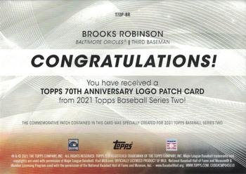 2021 Topps - 70th Anniversary Logo Patch Black (Series 2) #T70P-BR Brooks Robinson Back