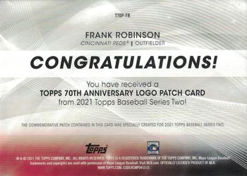 2021 Topps - 70th Anniversary Logo Patch Black (Series 2) #T70P-FR Frank Robinson Back