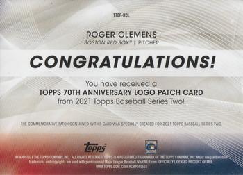 2021 Topps - 70th Anniversary Logo Patch Black (Series 2) #T70P-RCL Roger Clemens Back