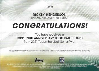 2021 Topps - 70th Anniversary Logo Patch Black (Series 2) #T70P-RH Rickey Henderson Back