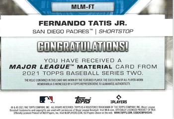 2021 Topps - Major League Material Relics (Series Two) #MLM-FT Fernando Tatis Jr. Back