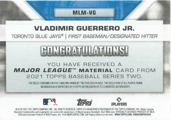 2021 Topps - Major League Material Relics (Series Two) #MLM-VG Vladimir Guerrero Jr. Back