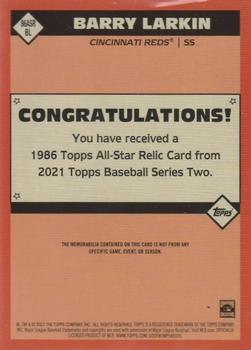 2021 Topps - 1986 Topps Baseball 35th Anniversary All-Stars Relics #86ASR-BL Barry Larkin Back