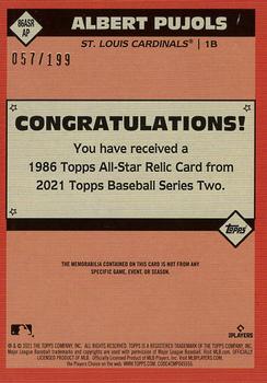 2021 Topps - 1986 Topps Baseball 35th Anniversary All-Stars Relics Black #86ASR-AP Albert Pujols Back