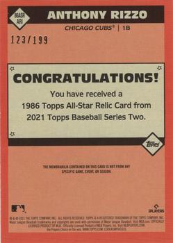 2021 Topps - 1986 Topps Baseball 35th Anniversary All-Stars Relics Black #86ASR-ARI Anthony Rizzo Back