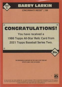 2021 Topps - 1986 Topps Baseball 35th Anniversary All-Stars Relics Black #86ASR-BL Barry Larkin Back