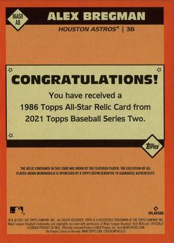 2021 Topps - 1986 Topps Baseball 35th Anniversary All-Stars Relics Gold #86ASR-AB Alex Bregman Back