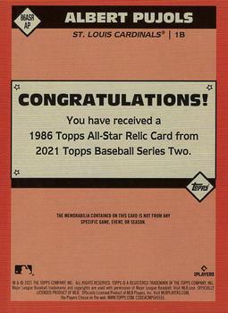 2021 Topps - 1986 Topps Baseball 35th Anniversary All-Stars Relics Gold #86ASR-AP Albert Pujols Back