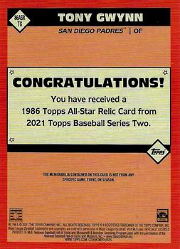 2021 Topps - 1986 Topps Baseball 35th Anniversary All-Stars Relics Gold #86ASR-TG Tony Gwynn Back