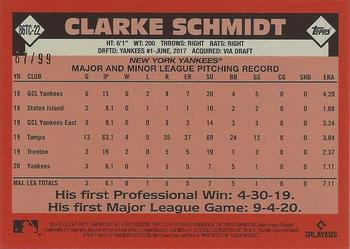 2021 Topps - 1986 Topps Baseball 35th Anniversary Chrome Silver Pack Green (Series Two) #86TC-22 Clarke Schmidt Back