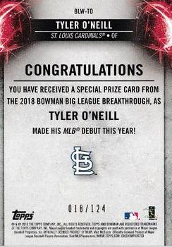2018 Bowman - Big League Breakthrough Prize #BLW-TO Tyler O'Neill Back