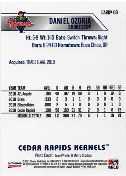 2021 Choice Cedar Rapids Kernels #06 Daniel Ozoria Back