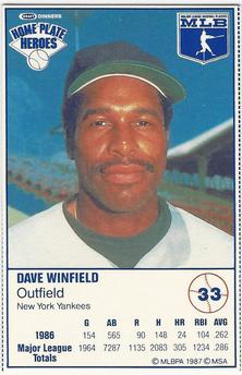 1987 Kraft Home Plate Heroes - White Back Samples #33 Dave Winfield Front