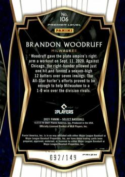 2021 Panini Select - Blue Prizm #106 Brandon Woodruff Back