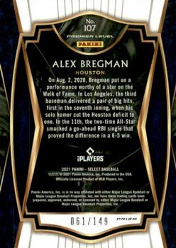 2021 Panini Select - Blue Prizm #107 Alex Bregman Back
