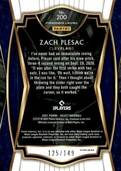 2021 Panini Select - Blue Prizm #200 Zach Plesac Back