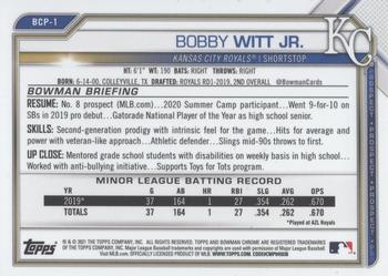 2021 Bowman Sapphire Edition #BCP-1 Bobby Witt Jr. Back