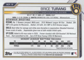 2021 Bowman Sapphire Edition #BCP-10 Brice Turang Back