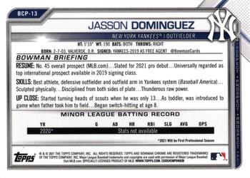 2021 Bowman Sapphire Edition #BCP-13 Jasson Dominguez Back