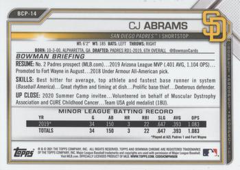 2021 Bowman Sapphire Edition #BCP-14 CJ Abrams Back