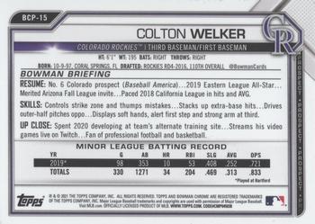 2021 Bowman Sapphire Edition #BCP-15 Colton Welker Back